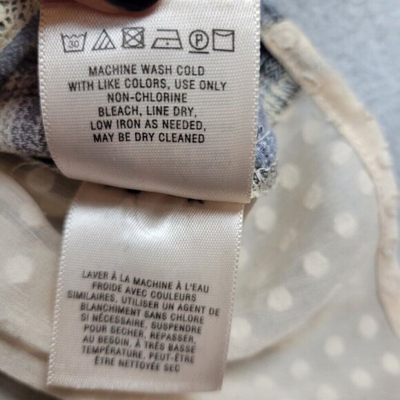 Anthropologie Holding Horses Womens Small Blue Beige Flannel Plaid Sheer Back - Picture 8 of 13